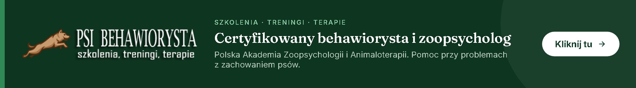 Psi Behawiorysta, certyfikowany behawiorysta i zoopsycholog, baner partnera